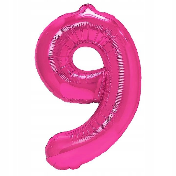 BALON FOLIOWY CYFERKA 9 RÓŻOWA 100 CM
