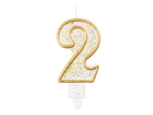 Świeczka Cyfra Cyferka Złota "2"