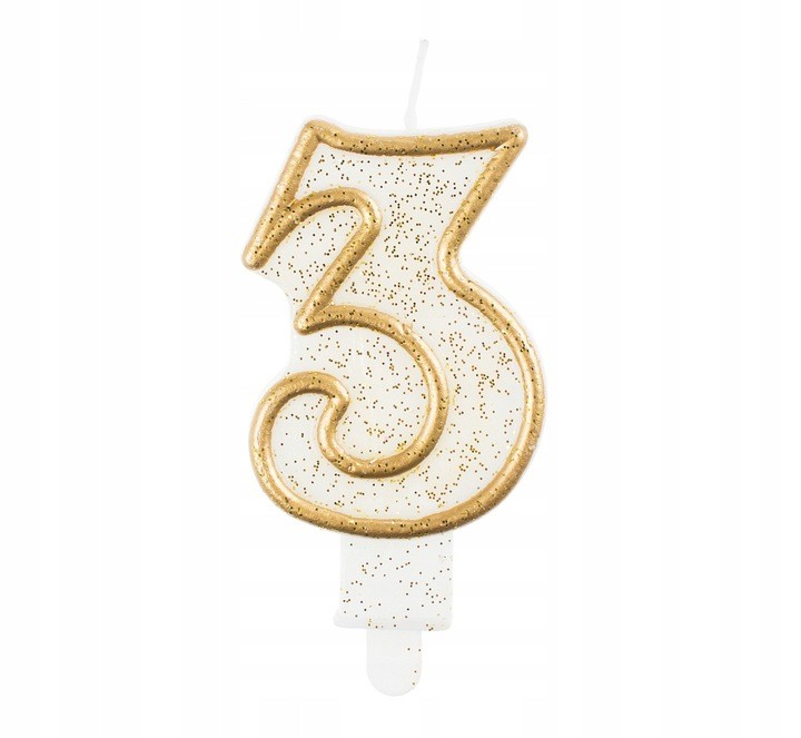 Świeczka Cyfra Cyferka Złota "3"