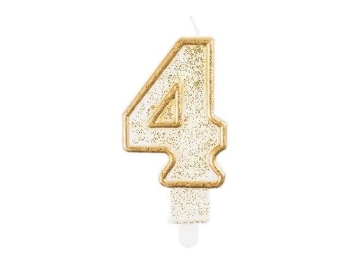 Świeczka Cyfra Cyferka Złota "4"