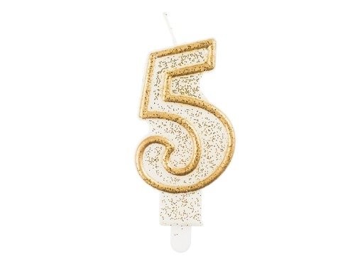 Świeczka Cyfra Cyferka Złota "5"