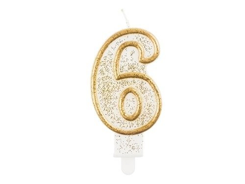 Świeczka Cyfra Cyferka Złota "6"