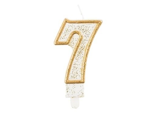 Świeczka Cyfra Cyferka Złota "7"