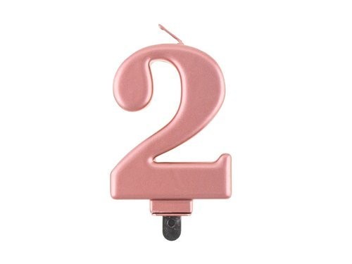 Świeczka Cyfra Cyferka "2" Różowe Złoto