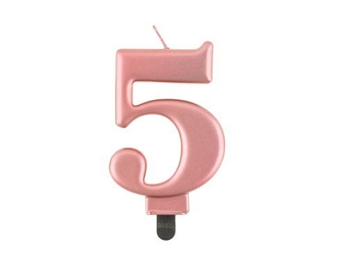 Świeczka Cyfra Cyferka "5" Różowe Złoto