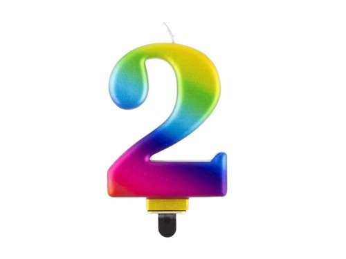 Świeczka Cyfra Cyferka "2" Tęczowa