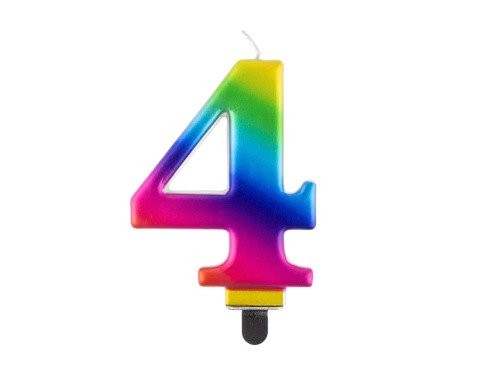 Świeczka Cyfra Cyferka "4" Tęczowa