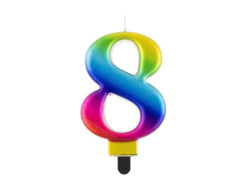 Świeczka Cyfra Cyferka "8" Tęczowa