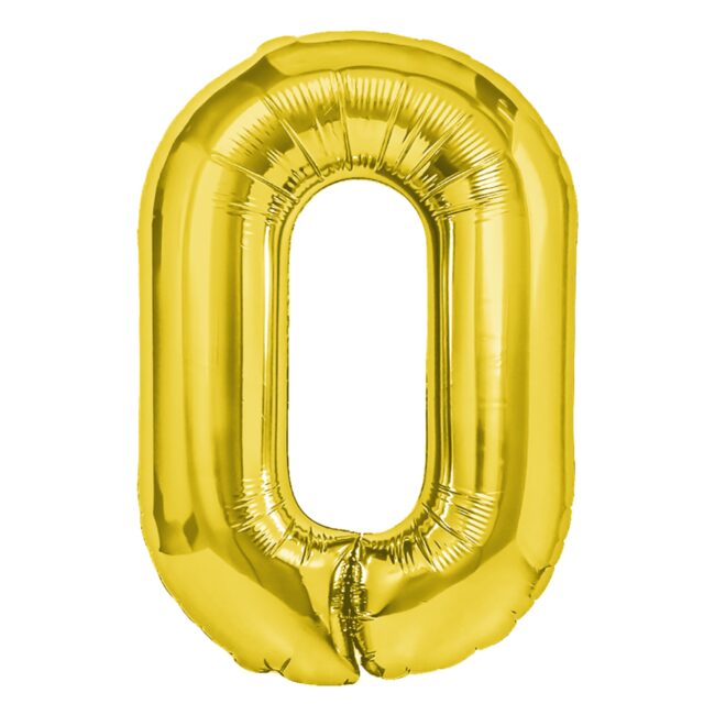 BALON FOLIOWY CYFERKA 0 ZŁOTA 100 CM