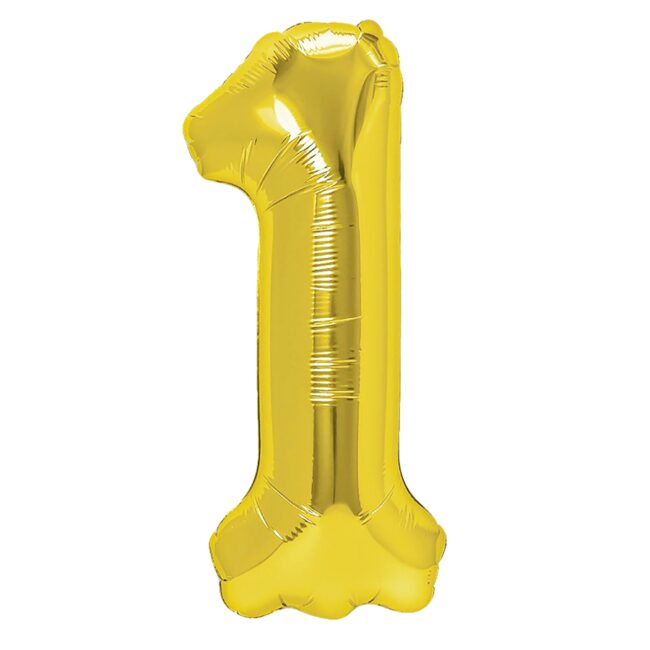 BALON FOLIOWY CYFERKA 1 ZŁOTA 100 CM