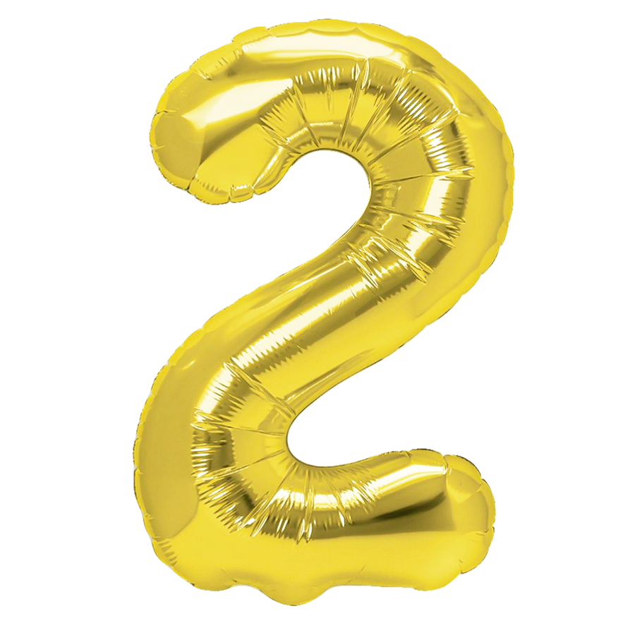 BALON FOLIOWY CYFERKA 2 ZŁOTA 100 CM