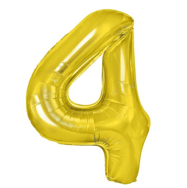 BALON FOLIOWY CYFERKA 4 ZŁOTA 100 CM