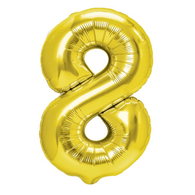 BALON FOLIOWY CYFERKA 8 ZŁOTA 100 CM