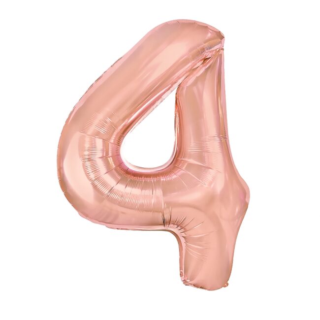 BALON FOLIOWY CYFERKA 4 RÓŻOWE ZŁOTO 100 CM