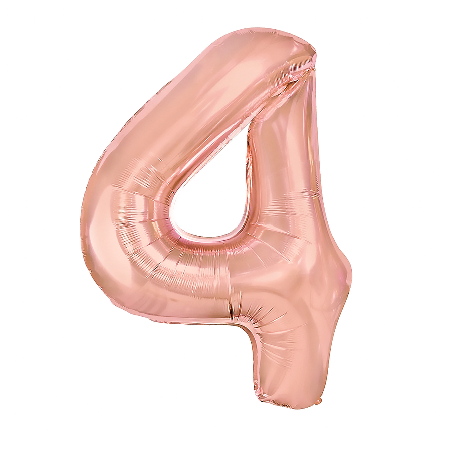 BALON FOLIOWY CYFERKA 4 RÓŻOWE ZŁOTO 100 CM