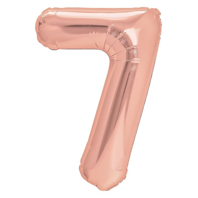 BALON FOLIOWY CYFERKA 7 RÓŻOWE ZŁOTO 100 CM