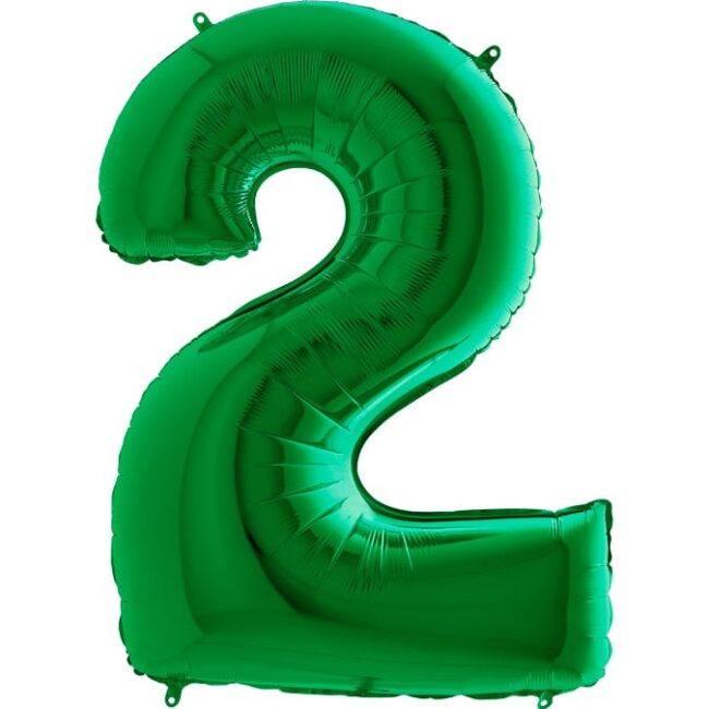 BALON FOLIOWY CYFERKA 2 ZIELONA 100 CM