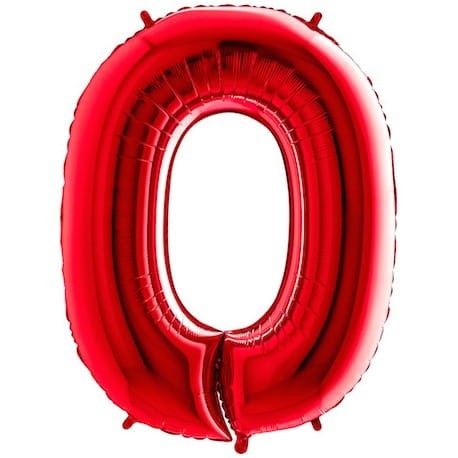 BALON FOLIOWY CYFERKA 0 CZERWONA 100 CM