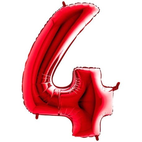 BALON FOLIOWY CYFERKA 4 CZERWONA 100 CM