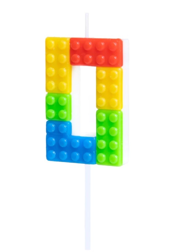 Świeczka na tort cyfra 0 klocki