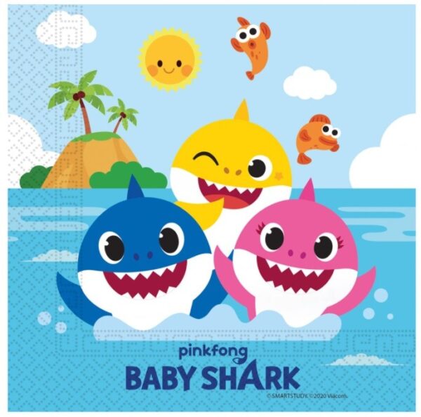 Serwetki papierowe Baby Shark 20 sztuk Urodziny