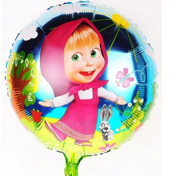 Balon Foliowy Okrągły Masza i Niedźwiedź 45 cm