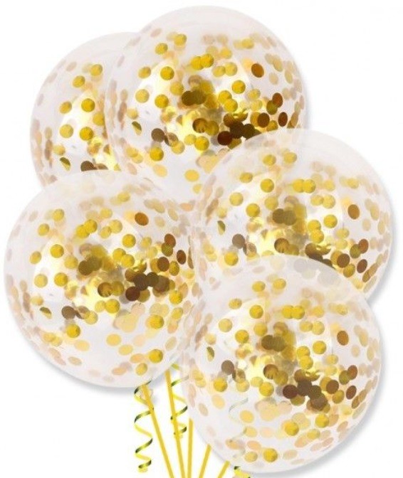 Balony ze złotym konfetti