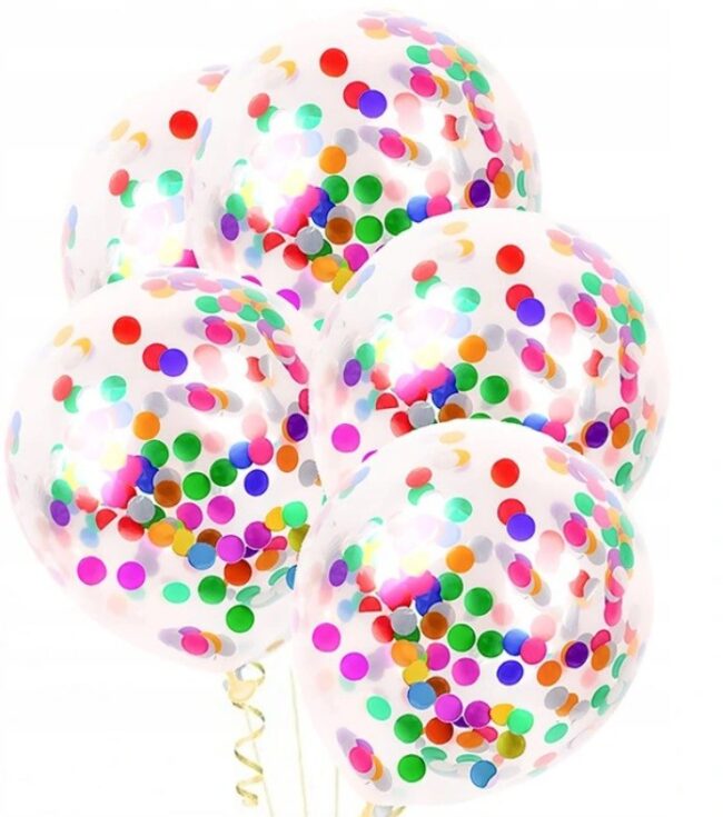 Balony z kolorowym konfetti 5 sztuk
