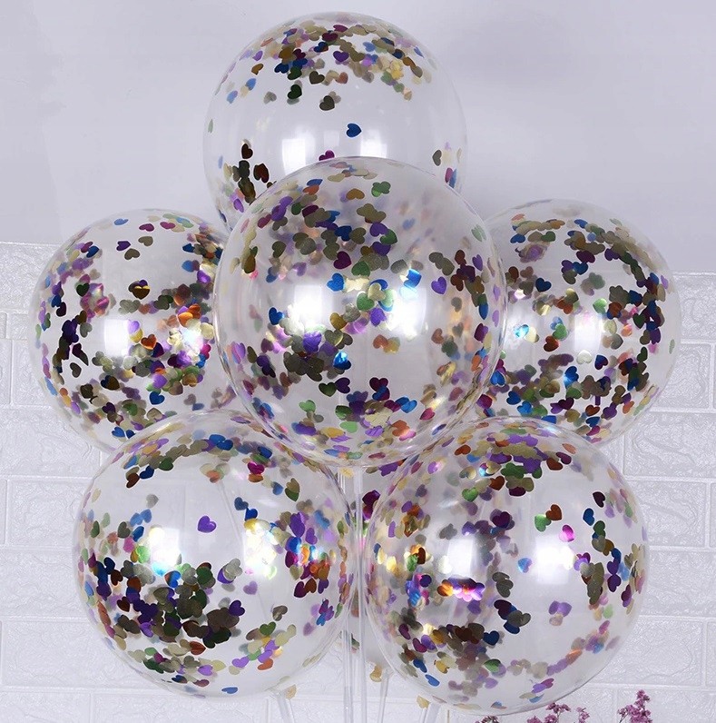 Balony z kolorowym konfetti 5 sztuk