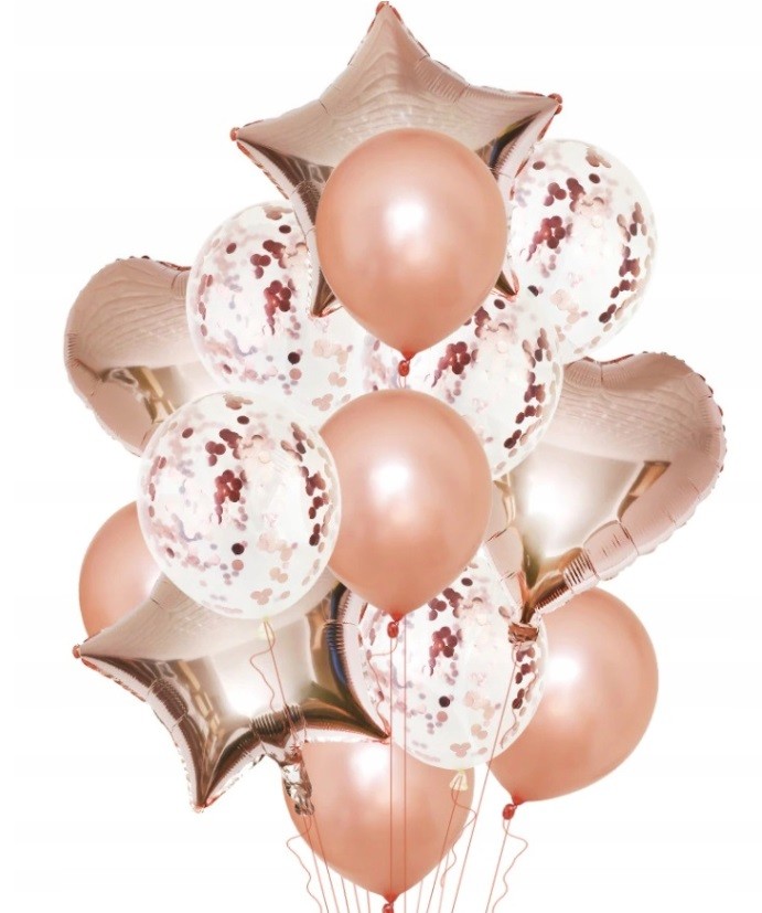 złote różowe balony gwiazdki
