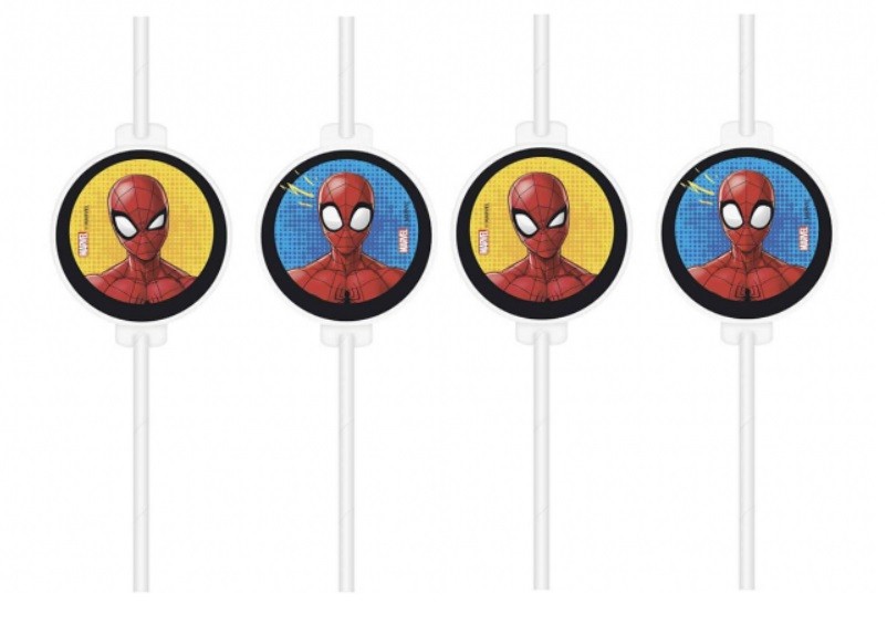 Słomki papierowe SpiderMan Spider-Man 4 sztuki