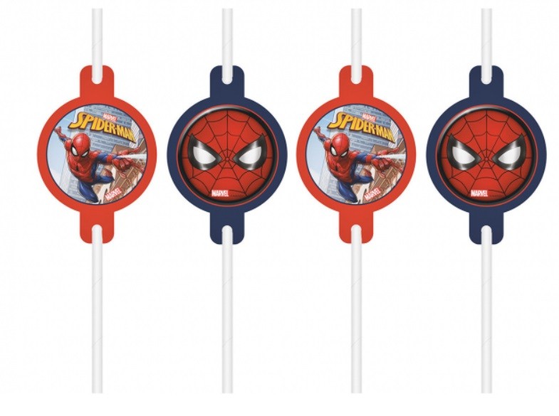 Słomki papierowe SpiderMan Spider Man 4 sztuki