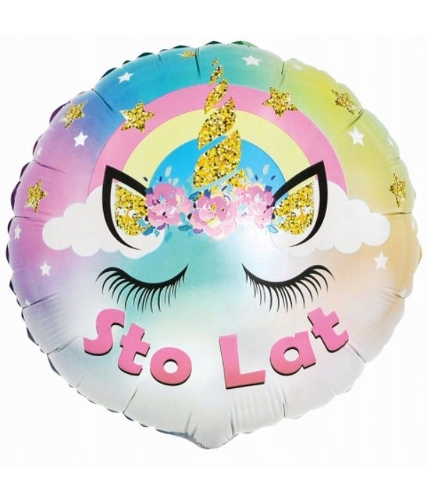 Balon Foliowy Jednorożec Sto Lat 45 cm