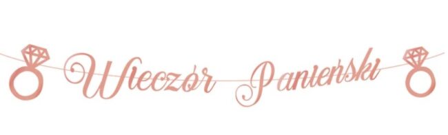 Baner Wieczór Panieński różowe złoto napis 150 cm