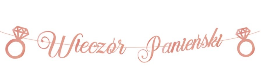 Baner Wieczór Panieński różowe złoto napis 150 cm