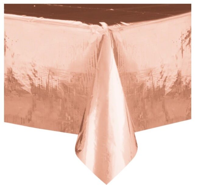Obrus foliowy różowe złoto rose gold błyszczący 137x274
