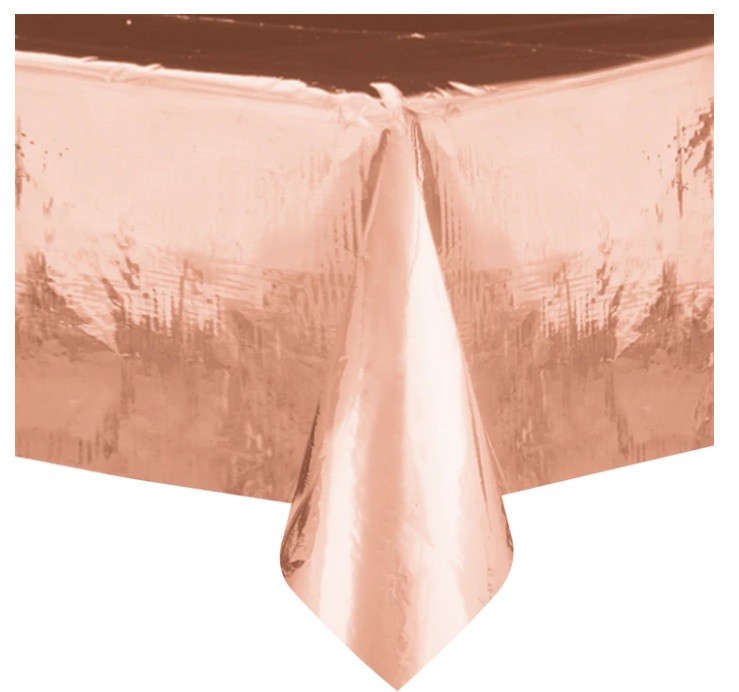 Obrus foliowy różowe złoto rose gold błyszczący 137x274