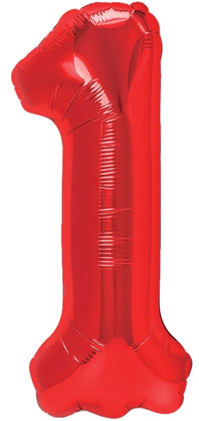BALON FOLIOWY CYFERKA 1 czerwony
