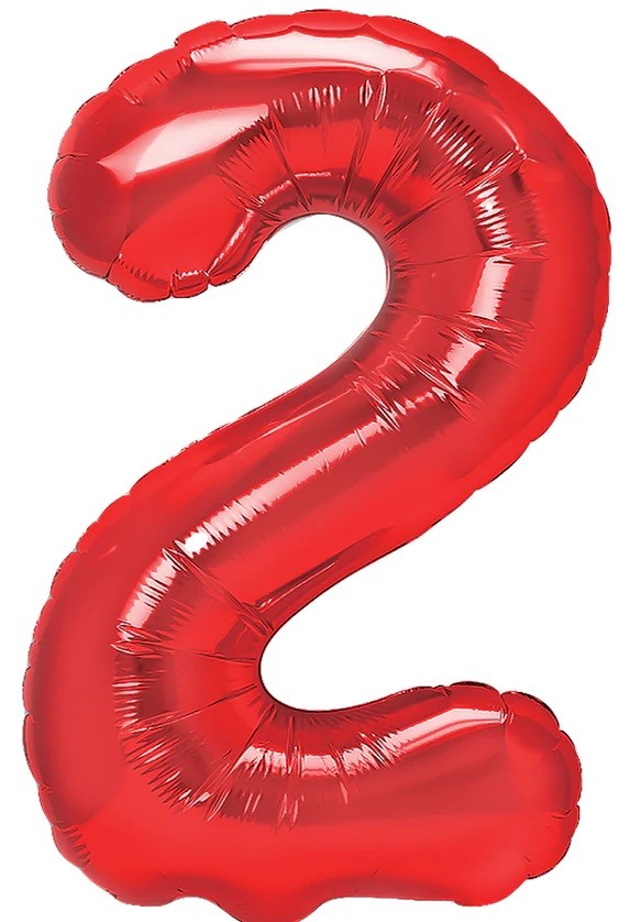 BALON FOLIOWY CYFERKA 2 CZERWONA 100 CM