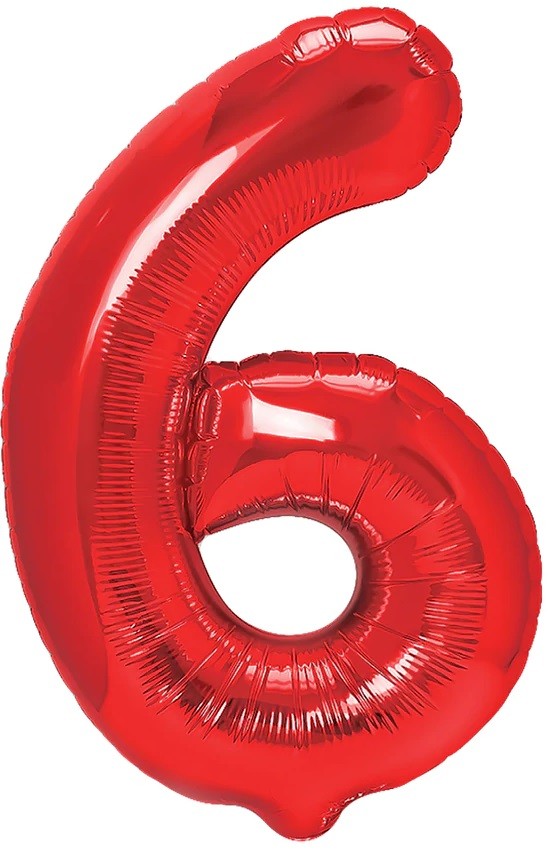 coBALON FOLIOWY CYFERKA 6 CZERWONA 100 CM