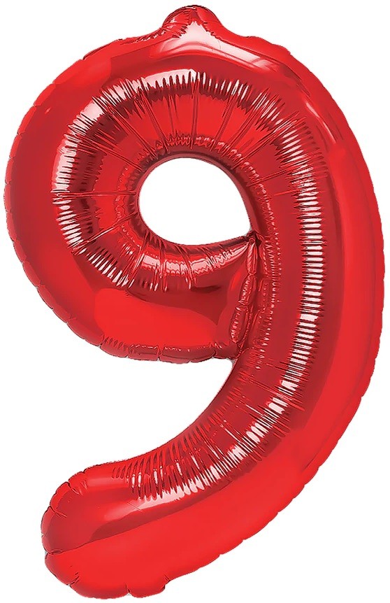 balon czerwona cyferka 9