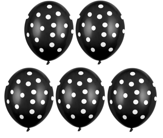 Balony czarne w białe grochy