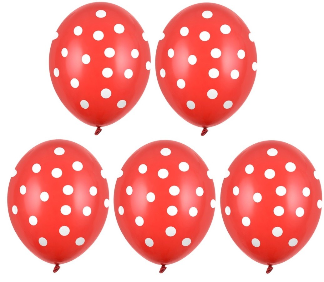Balony czerwone w białe grochy
