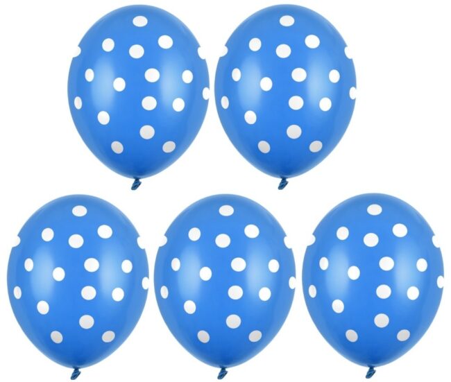 Balony niebieskie w białe grochy