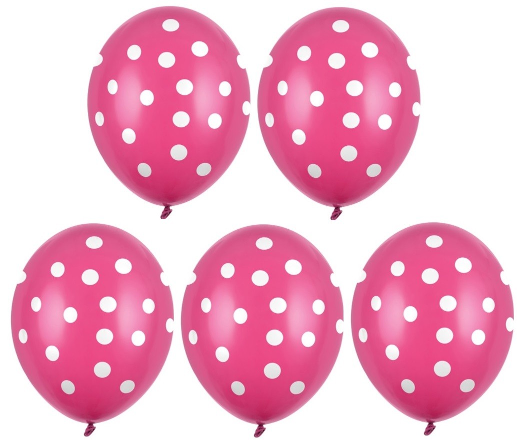 Balony różowe w białe grochy