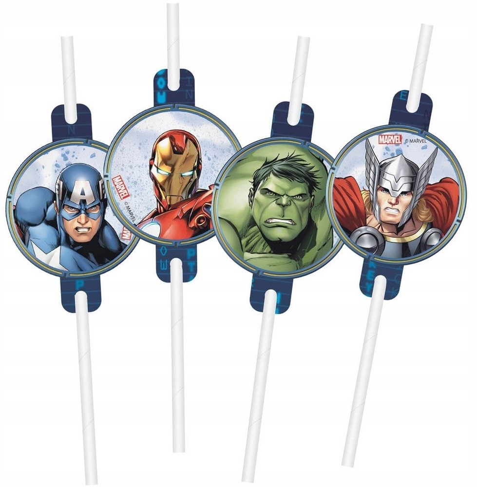 Słomki papierowe Avengers 4 sztuki