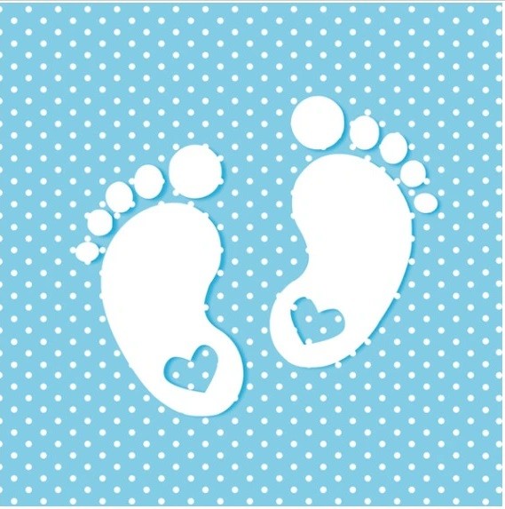 Serwetki niebieskie stopki Baby Shower 20 sztuk