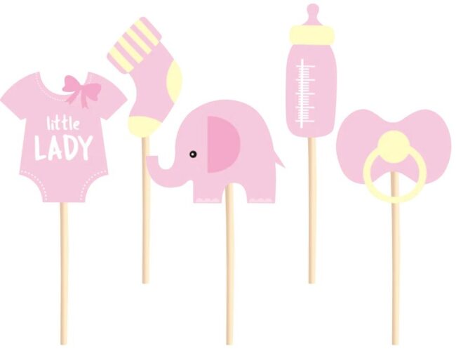 Pikery na ciasto Różowe Baby Shower 5 sztuk