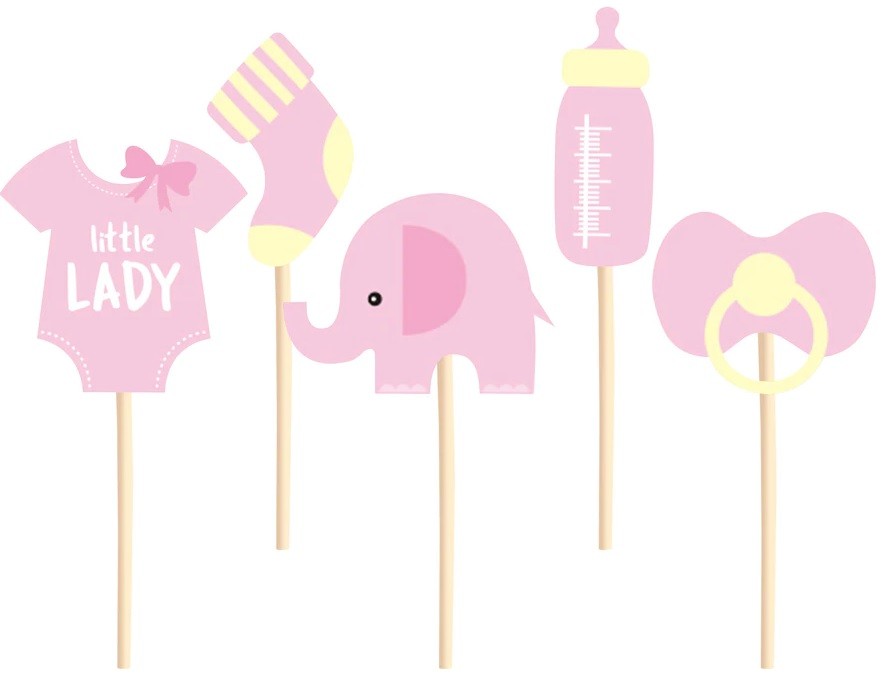 Pikery na ciasto Różowe Baby Shower 5 sztuk