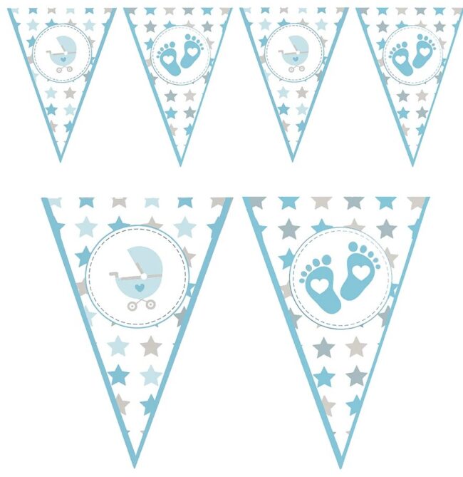 Girlanda Flagi Niebiskie Stopki Wózki Baby Shower
